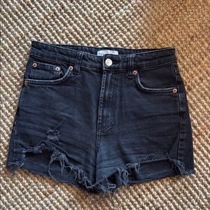 Zara Black Distressed Jean Shorts